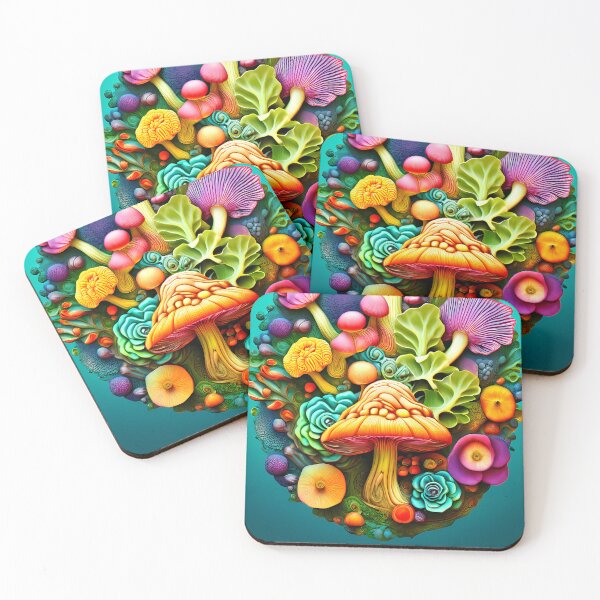 Item preview, Colorful arrangement of mushrooms and plants on green designed and sold by Mianku | Für das Leben.
