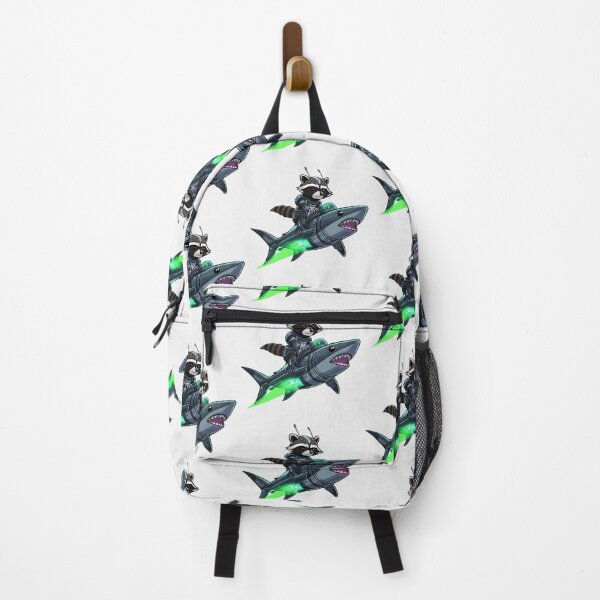 Item preview, Funny Racoon Riding Shark Space Adventure designed and sold by DreamArtmaStudio.