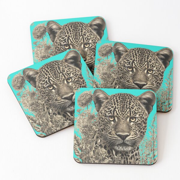 Item preview, Wild Majesty: Detailed Leopard Portrait with Botanical Elements and Butterfly in Vintage Style designed and sold by karina360.