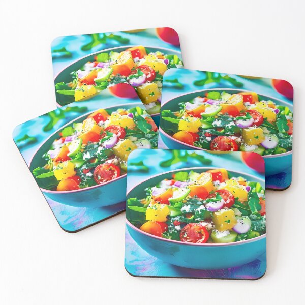 Item preview, Colorful salad in a bright turquoise bowl designed and sold by Mianku | Für das Leben.
