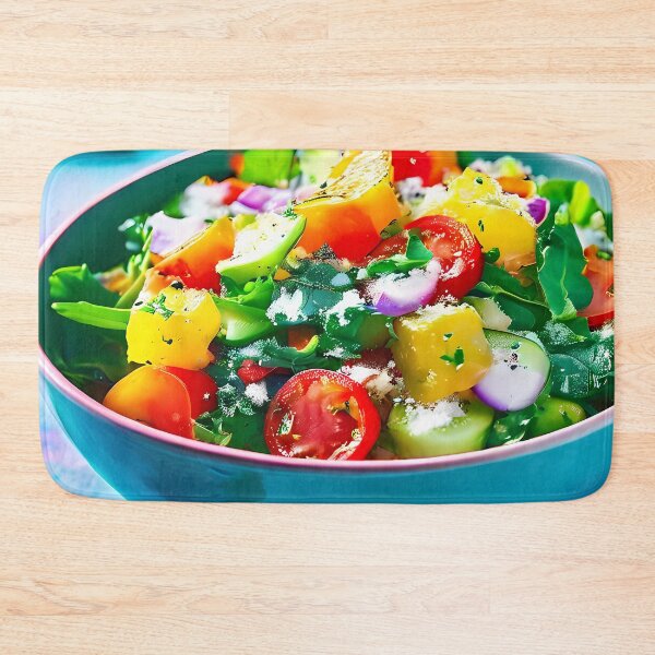Item preview, Colorful salad in a bright turquoise bowl designed and sold by Mianku | Für das Leben.