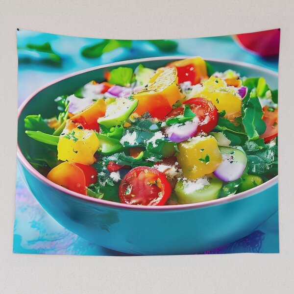 Item preview, Colorful salad in a bright turquoise bowl designed and sold by Mianku | Für das Leben.