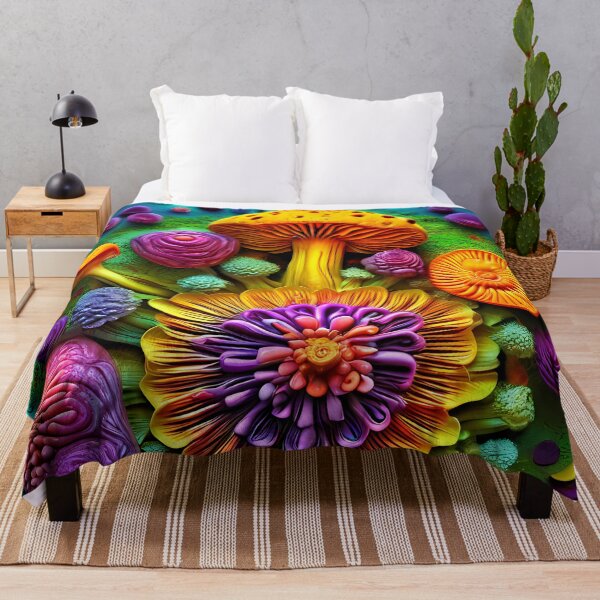 Item preview, Psychedelic mushroom garden with floral elements designed and sold by Mianku | Für das Leben.