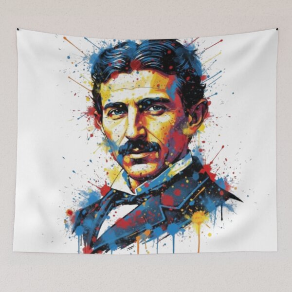 Item preview, “Nikola Tesla Painted Portrait – Electric Art Inspired Design designed and sold by AndresGB.