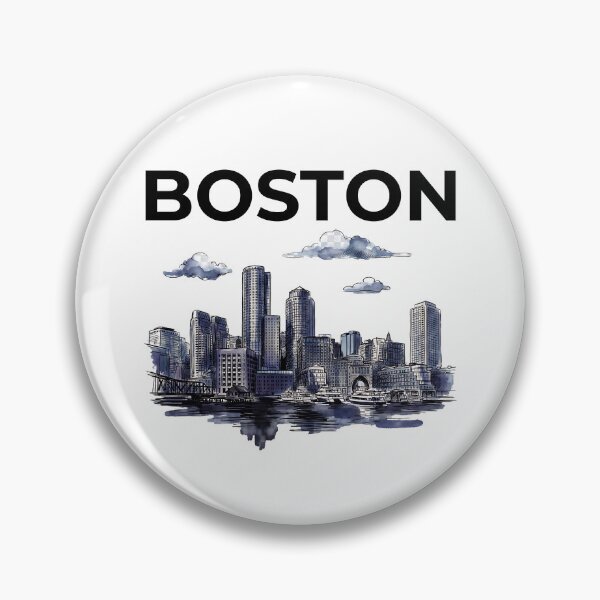 Artikelvorschau, Boston Harbor, Skyline (Tuschewaschung) entworfen und verkauft von DesignedByMarty.