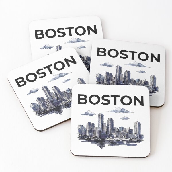Item preview, Boston Harbor Ink Wash Skyline designed and sold by DesignedByMarty.