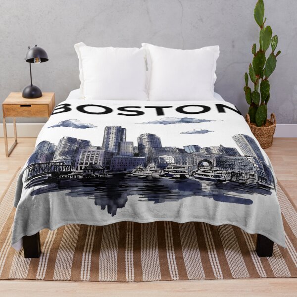 Item preview, Boston Harbor Ink Wash Skyline designed and sold by DesignedByMarty.