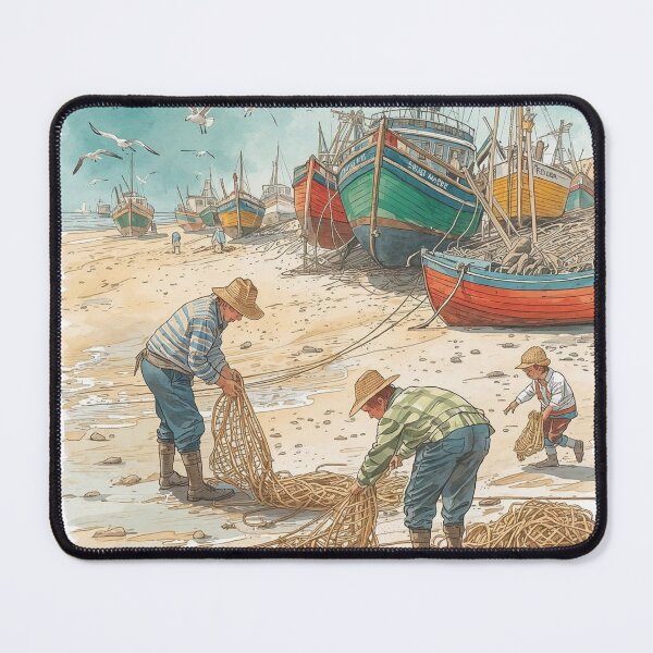 Item preview, Nets and Boats – Cottagecore Seaside Life designed and sold by Deezyned.