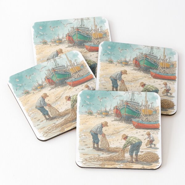 Item preview, Nets and Boats – Cottagecore Seaside Life designed and sold by Deezyned.