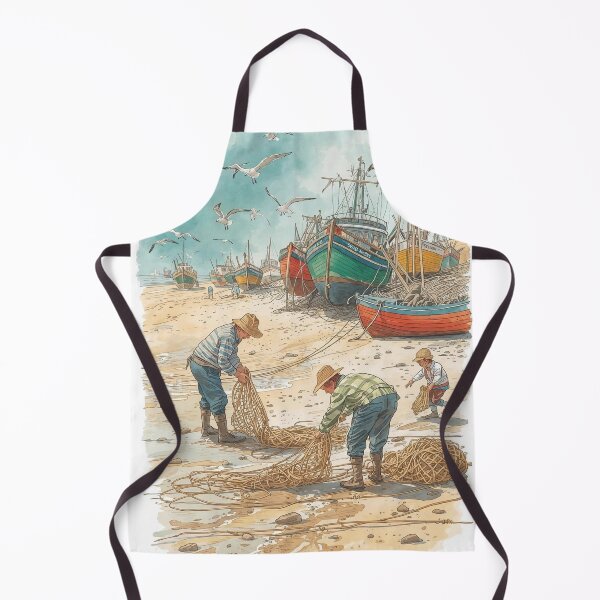 Item preview, Nets and Boats – Cottagecore Seaside Life designed and sold by Deezyned.
