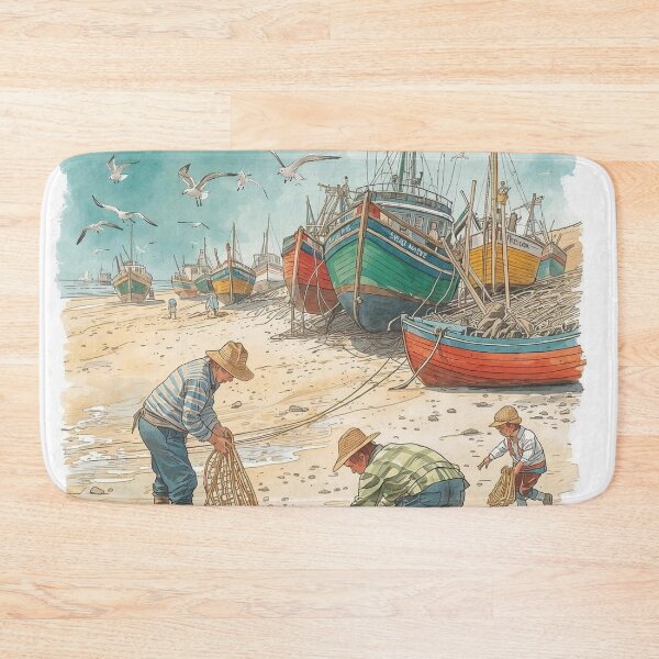 Item preview, Nets and Boats – Cottagecore Seaside Life designed and sold by Deezyned.
