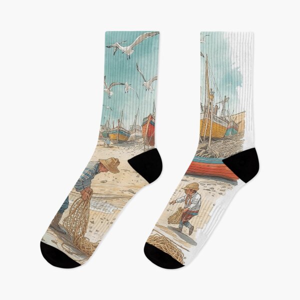 Item preview, Nets and Boats – Cottagecore Seaside Life designed and sold by Deezyned.