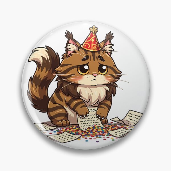 Item preview, Maine Coon Cat Resolution List Fail New Year Chibi Funny Giant Cat Sarcastic Holiday designed and sold by GiftsForge.