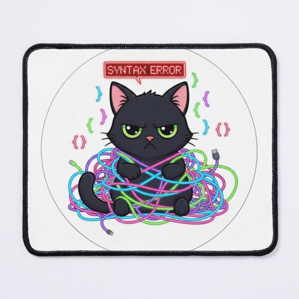 Artikelvorschau, Syntaxfehler-Katze – Lustiger Programmier- und Coding-Humor entworfen und verkauft von Unique D-zine.