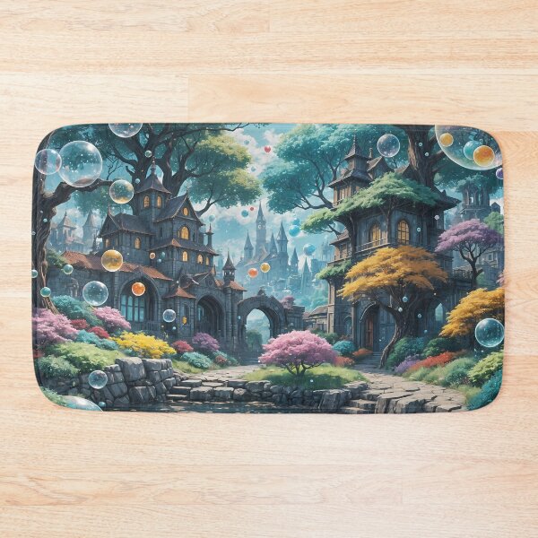 Item preview, Dreamy cityscape with floating soap bubbles designed and sold by Mianku | Für das Leben.
