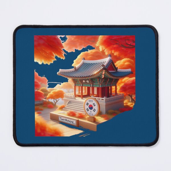Artikelvorschau, Suwon Munanjang Pavillon Herbst – Niedliches 3D-Etikett zum koreanischen Kulturerbe mit Flagge , entworfen und verkauft von PaintMeWorld.