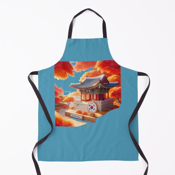 Item preview, Suwon Munanjang Pavilion Autumn – Cute 3D Korean Heritage Label with Flag , designed and sold by PaintMeWorld.
