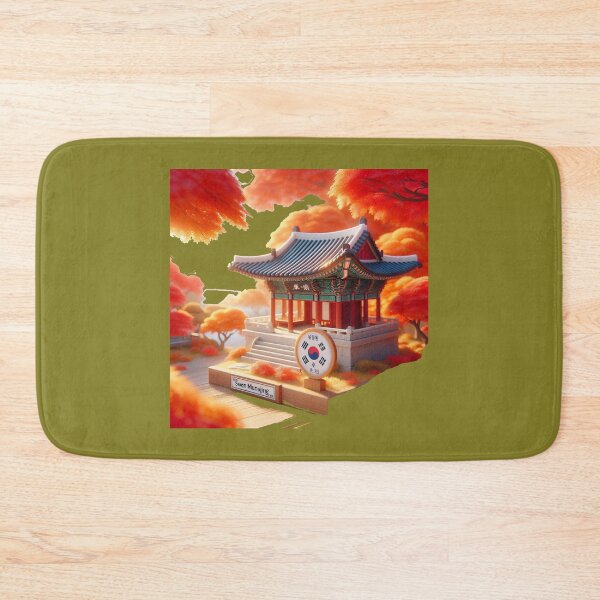Item preview, Suwon Munanjang Pavilion Autumn – Cute 3D Korean Heritage Label with Flag ,  designed and sold by PaintMeWorld.