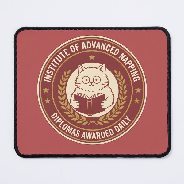 Item preview, "Institute of Advanced Napping" Funny Academic Scholar Cat Graphic Art designed and sold by InkWeaveShop.