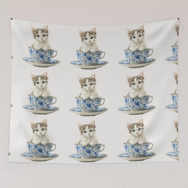 Item preview, Kitten in a tea cup designed and sold by MendaciousMina.