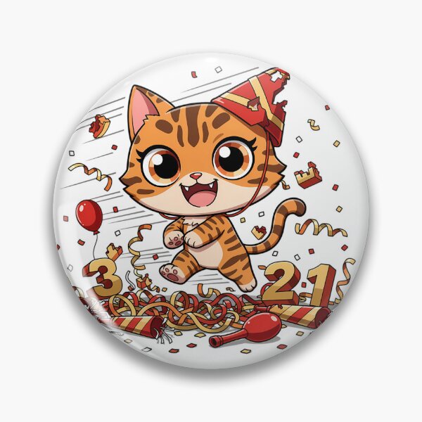 Item preview, Bengal Cat Chaos Countdown New Year Chibi Funny Wild Cat Sarcastic Holiday Design designed and sold by GiftsForge.