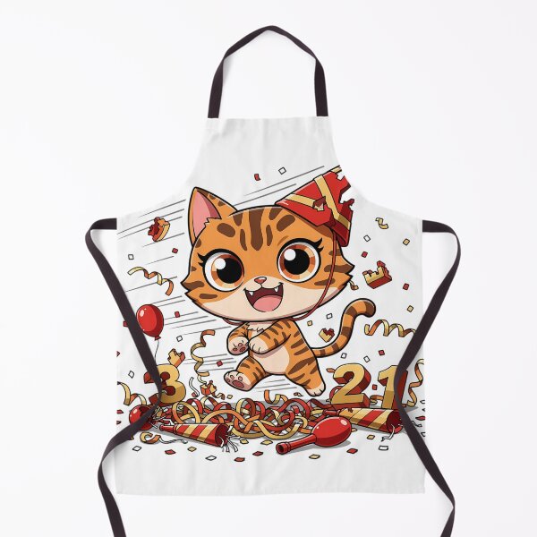 Item preview, Bengal Cat Chaos Countdown New Year Chibi Funny Wild Cat Sarcastic Holiday Design designed and sold by GiftsForge.