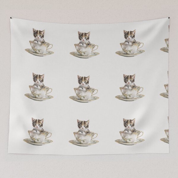 Item preview, Kitten in a tea cup designed and sold by MendaciousMina.