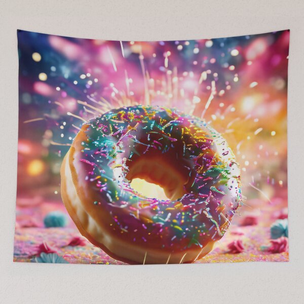 Item preview, Colorful donut under sparkling fireworks designed and sold by Mianku | Für das Leben.