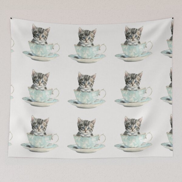 Item preview, Vintage Kitten in a tea cup designed and sold by MendaciousMina.