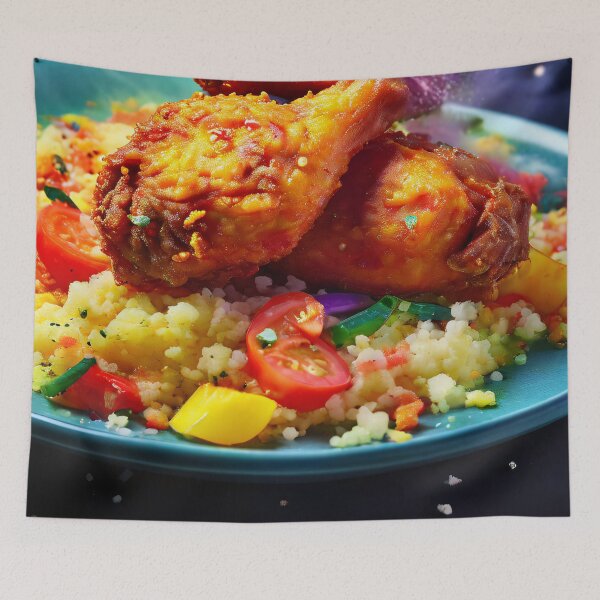 Item preview, Festive chicken dish with cosmic elements designed and sold by Mianku | Für das Leben.