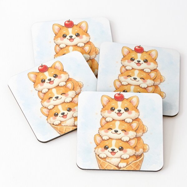 Item preview, Cute Corgi Ice Cream Cone – Adorable Dog Trio designed and sold by Darlin8888.