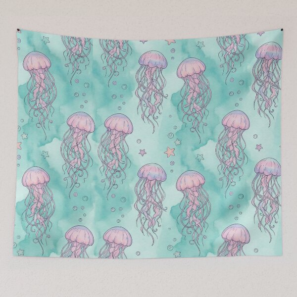 Item preview, Pastel Watercolor Jellyfish Pattern - Oceancore Aesthetic designed and sold by SavinMercantile.