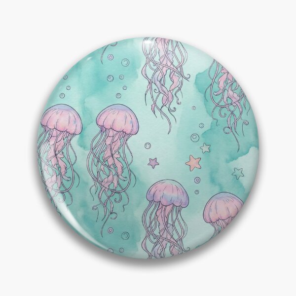 Item preview, Pastel Watercolor Jellyfish Pattern - Oceancore Aesthetic designed and sold by SavinMercantile.