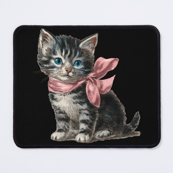 Item preview, Vintage Kitten with a pink bow designed and sold by MendaciousMina.
