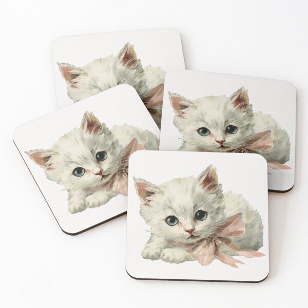 Item preview, Vintage Kitten with a pink bow designed and sold by MendaciousMina.