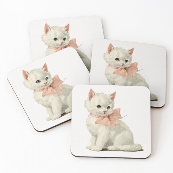 Item preview, Vintage Kitten with a pink bow designed and sold by MendaciousMina.