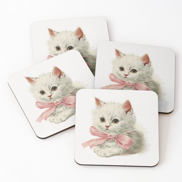 Item preview, Vintage Kitten with a pink bow designed and sold by MendaciousMina.