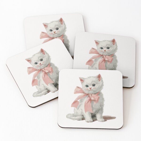 Item preview, Vintage Kitten with a pink bow designed and sold by MendaciousMina.