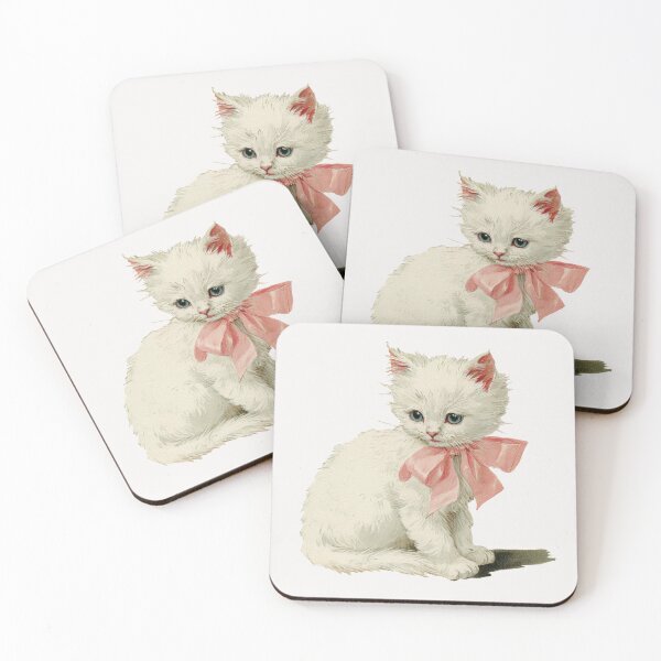 Item preview, Vintage Kitten with a pink bow designed and sold by MendaciousMina.