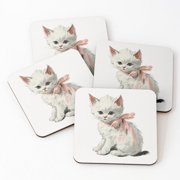 Item preview, Vintage Kitten with a pink bow designed and sold by MendaciousMina.