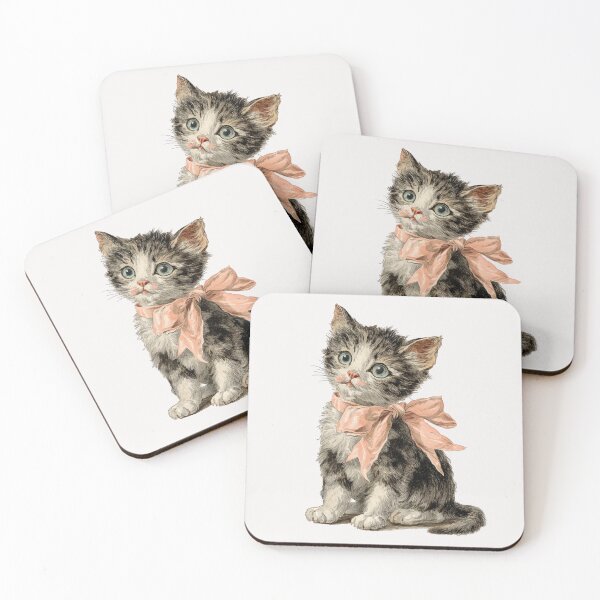 Item preview, Vintage Kitten with a pink bow designed and sold by MendaciousMina.