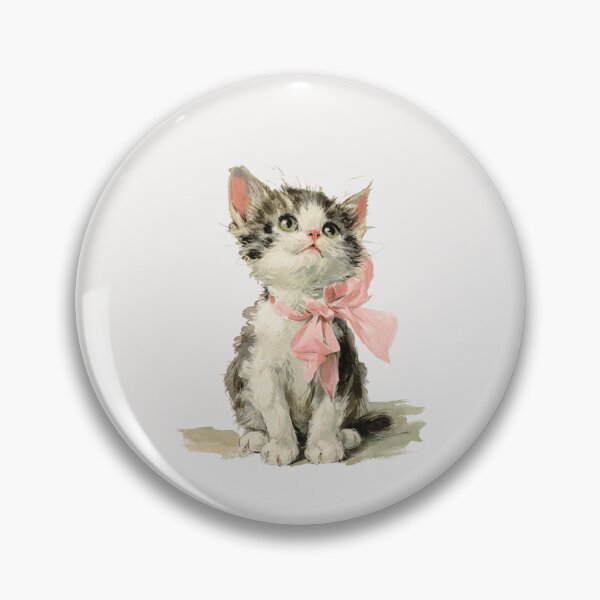 Item preview, Vintage Kitten with a pink bow designed and sold by MendaciousMina.