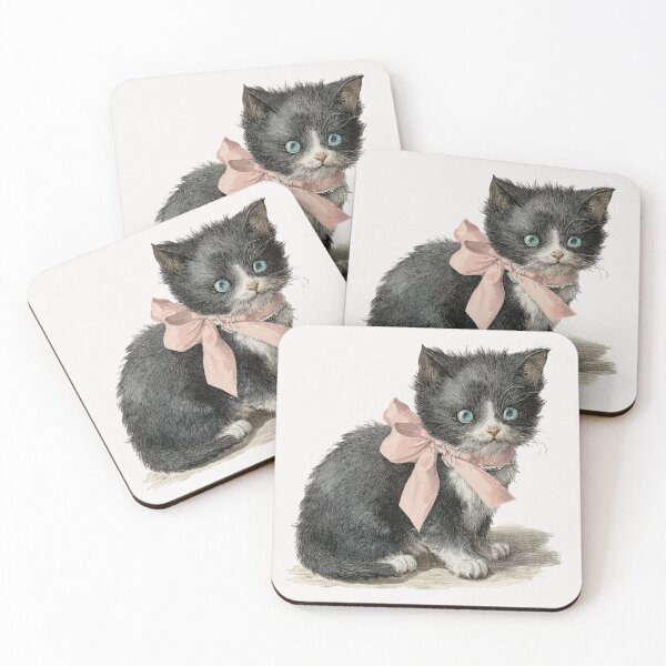 Item preview, Vintage Kitten with a pink bow designed and sold by MendaciousMina.