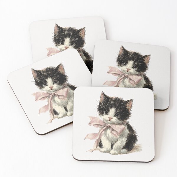 Item preview, Vintage Kitten with a pink bow designed and sold by MendaciousMina.