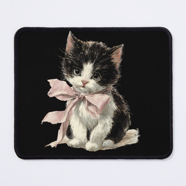 Item preview, Vintage Kitten with a pink bow designed and sold by MendaciousMina.