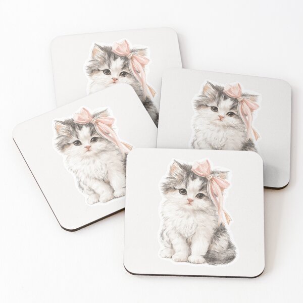 Item preview, Vintage Kitten with a pink bow designed and sold by MendaciousMina.