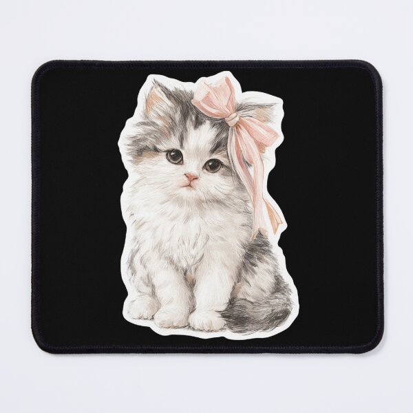 Item preview, Vintage Kitten with a pink bow designed and sold by MendaciousMina.
