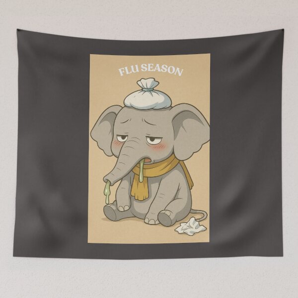 Item preview, Title: Flu Season – Cute Sick Elephant Illustration designed and sold by doktordanTemiz.