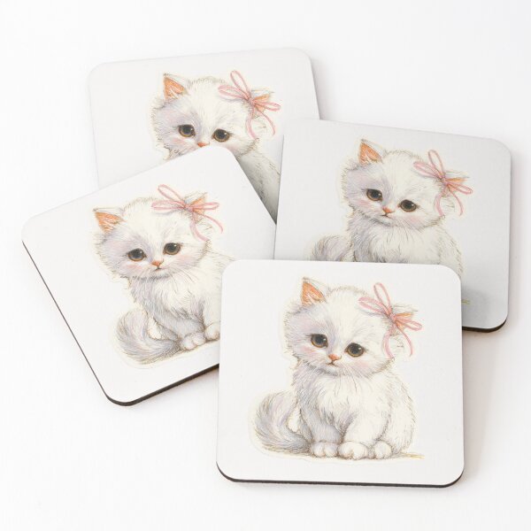 Item preview, Vintage Kitten with a pink bow designed and sold by MendaciousMina.