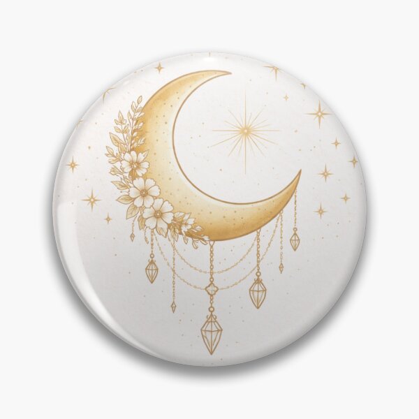 Item preview, Crescent Moon Crystals – Boho Floral Lunar Art designed and sold by PunchDrop.